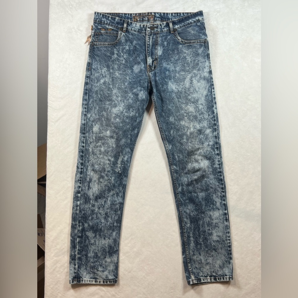 Robin’s Jeans 38W 32L Distressed Faded USA Jeweled Pockets RARE Denim Biker